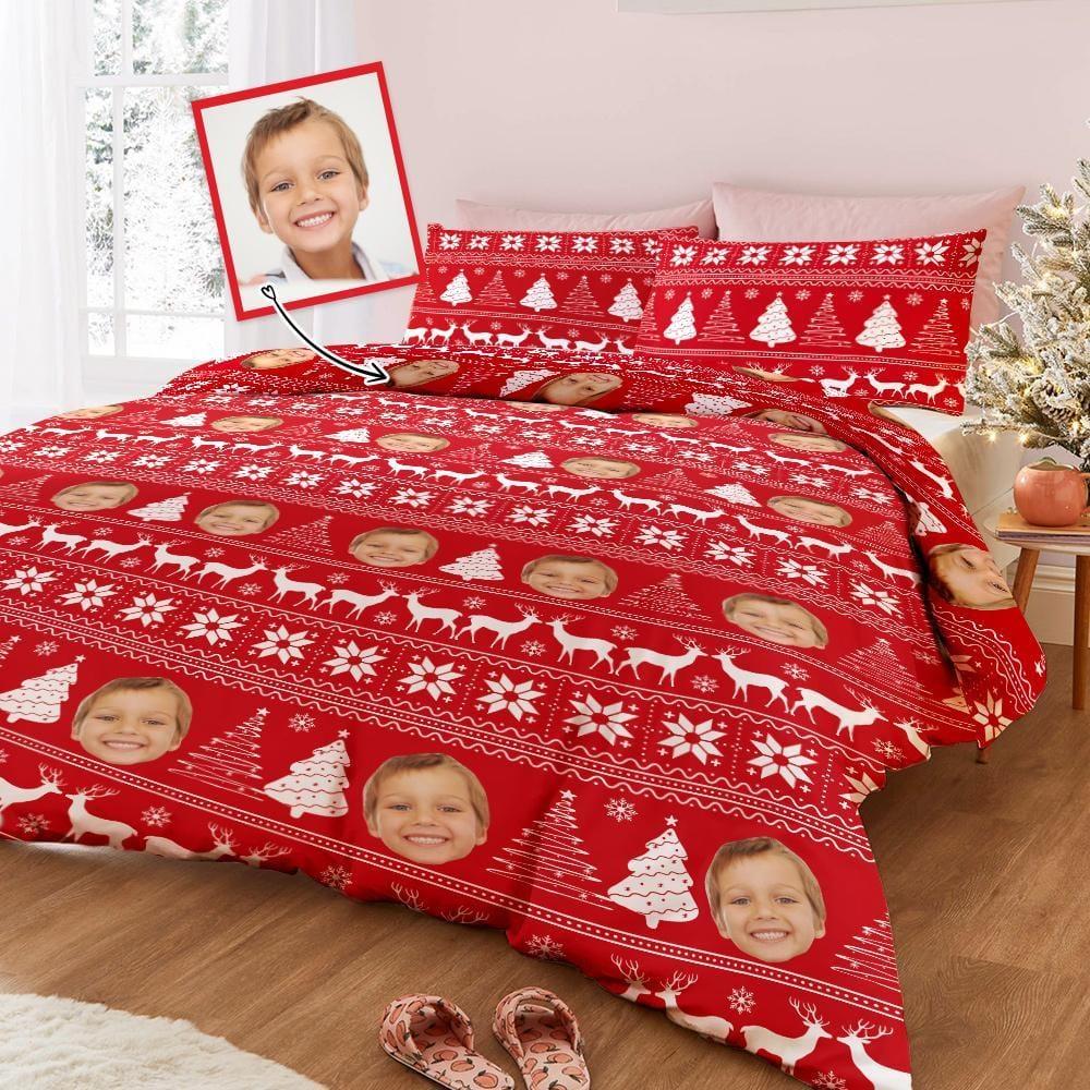 Christmas Gift Custom Duvet Cover Pillowcase Set Christmas Trees Holiday Style