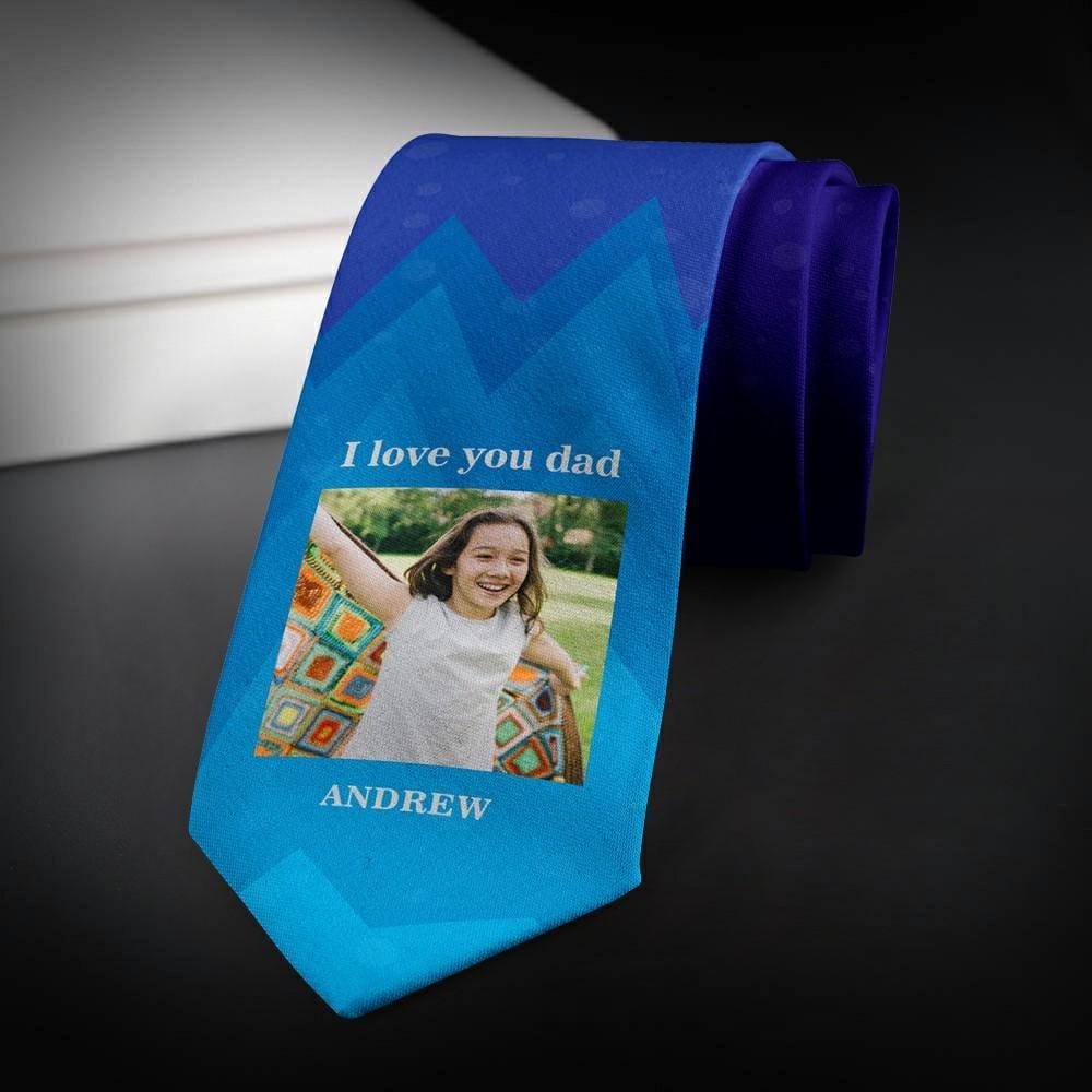 Custom Photo Tie Fathers Day Gifts - "I Love You Dad"