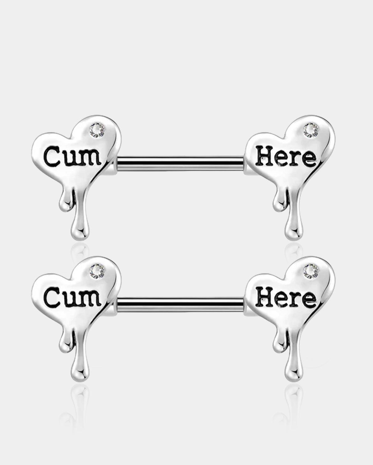 2Pcs Melting Heart and Letter Nipple Rings Pack - Style1
