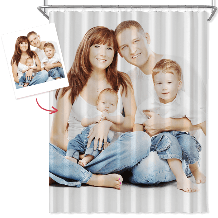 Personalized Shower Curtain Printed Shower Curtain Family Photo Gift - 6 Sizes