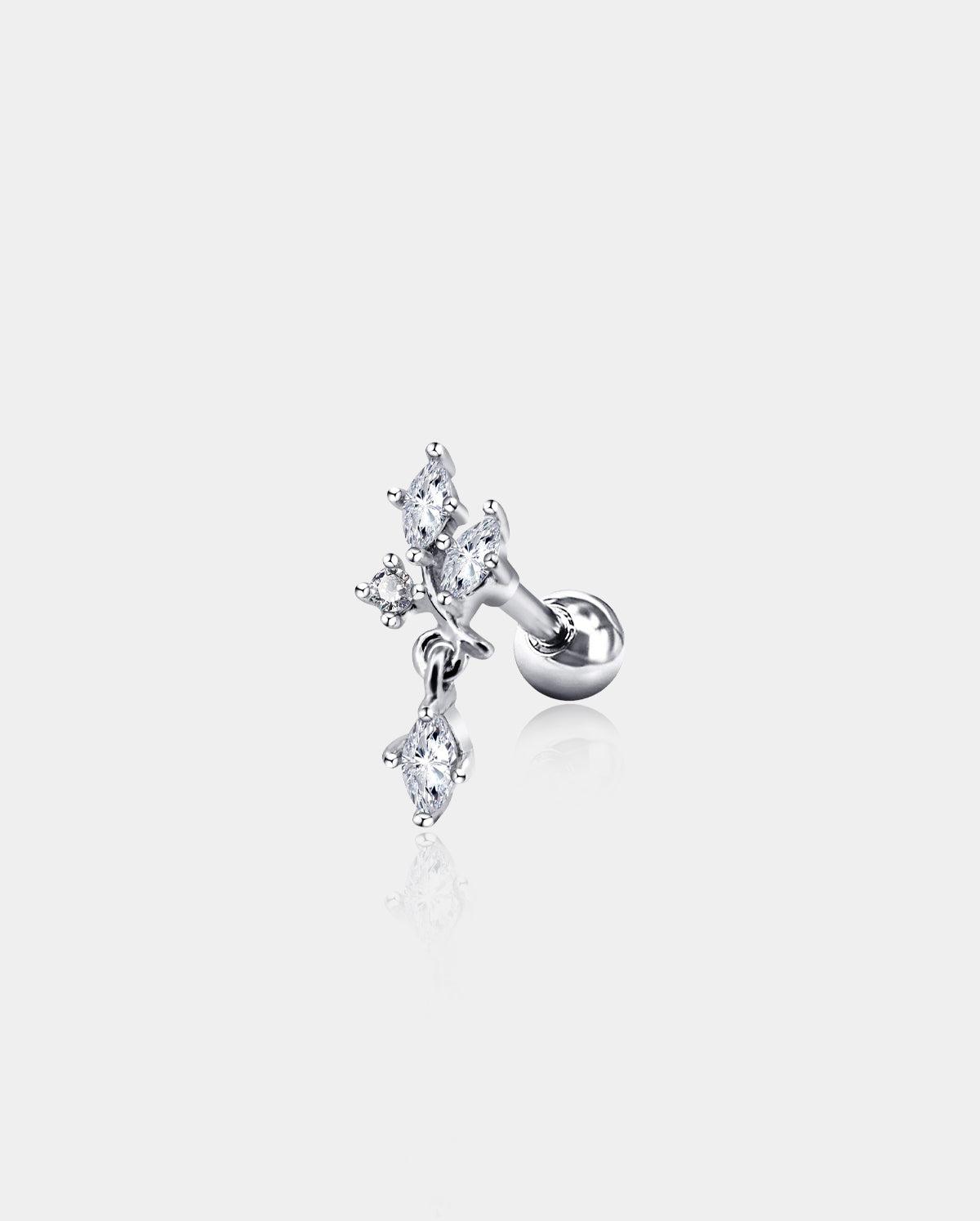 Dendriform Dangle CZ Helix Stud - Silver