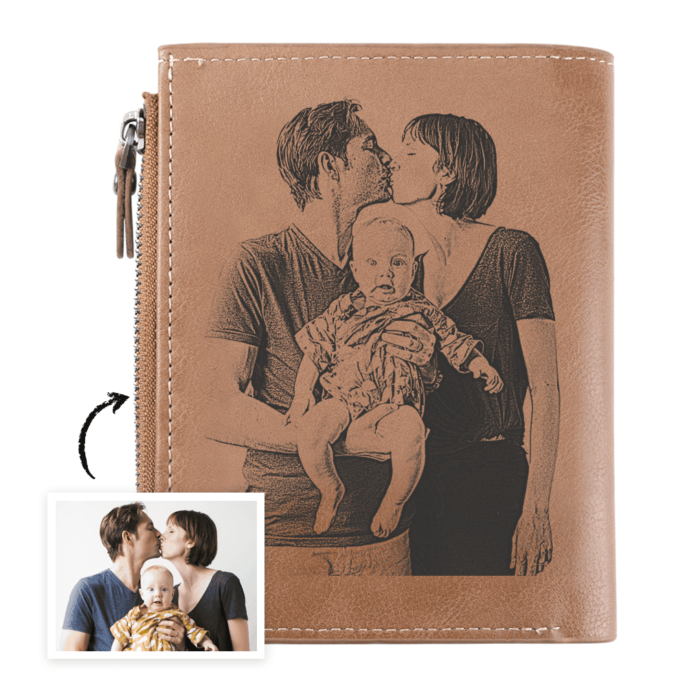 Father's Day Gift Custom Leather Wallet - Bifold