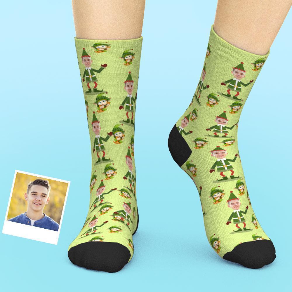 Custom Face Socks Personalized Santa Elf Socks Funny Christmas Gifts