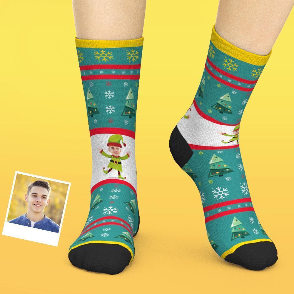 Custom Face Socks Add Picture Christmas Elf Socks Christmas Gifts