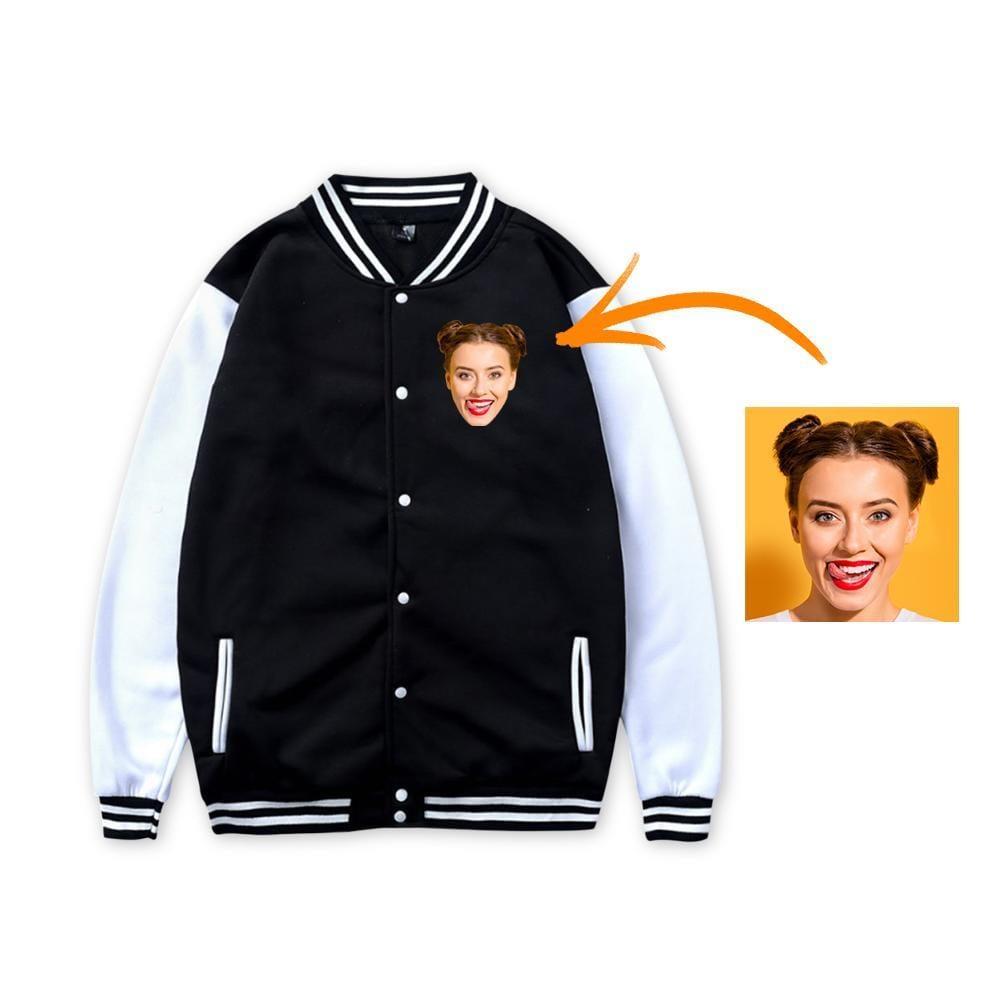 Custom Photo Baseball Jacket Sportswear Gray Black Pink Front - My Best Friend