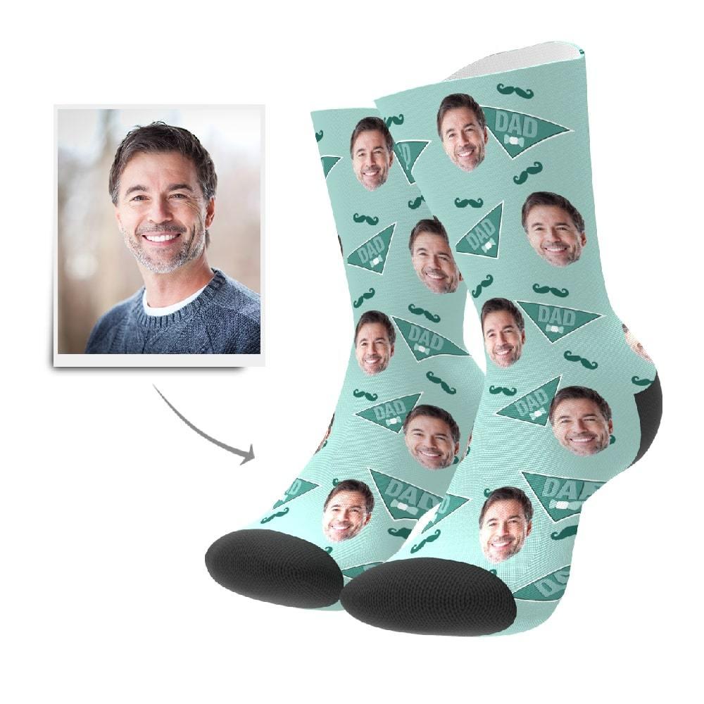 Funny Father's Gift Face Socks Custom Socks For Him - Mustache