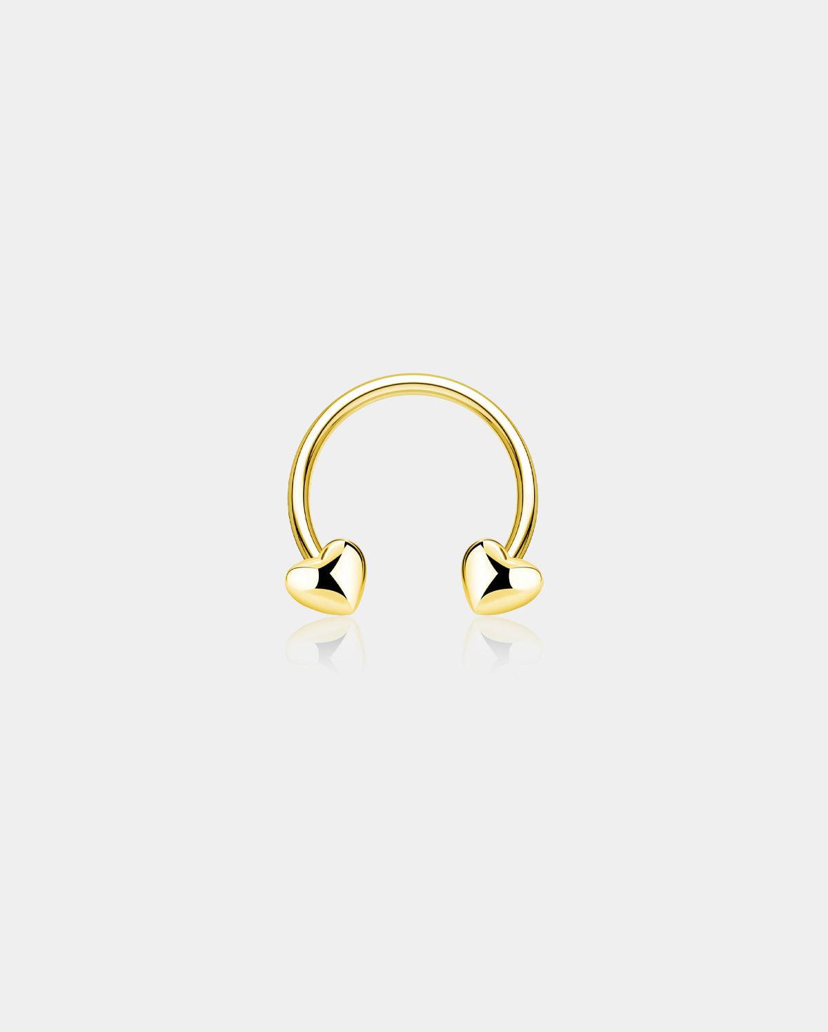 Heart Horseshoe Septum Ring - Gold / 8mm