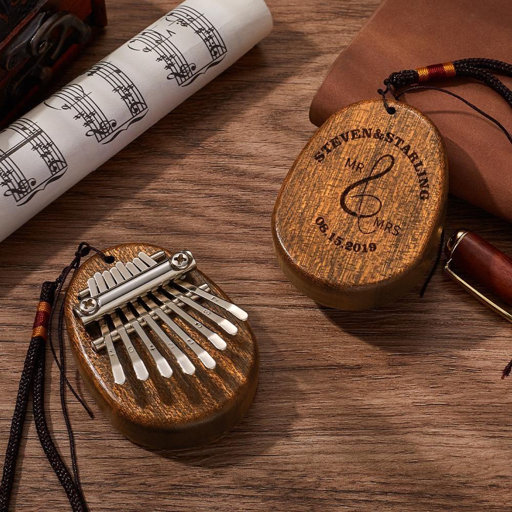Custom Kalimba Thumb Piano With Names Christmas Gifts for Couple With Tunning Hammer