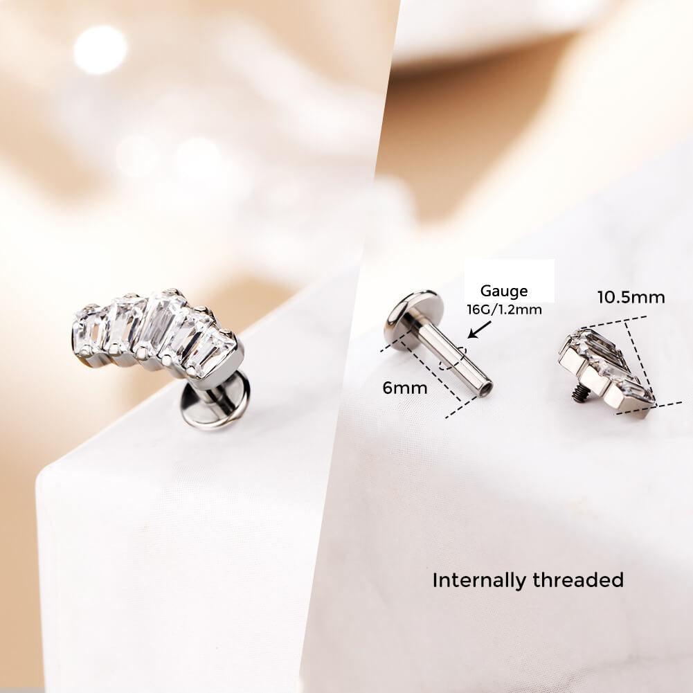 Crown CZ Internally Threaded Titanium Helix Stud - Clear CZ