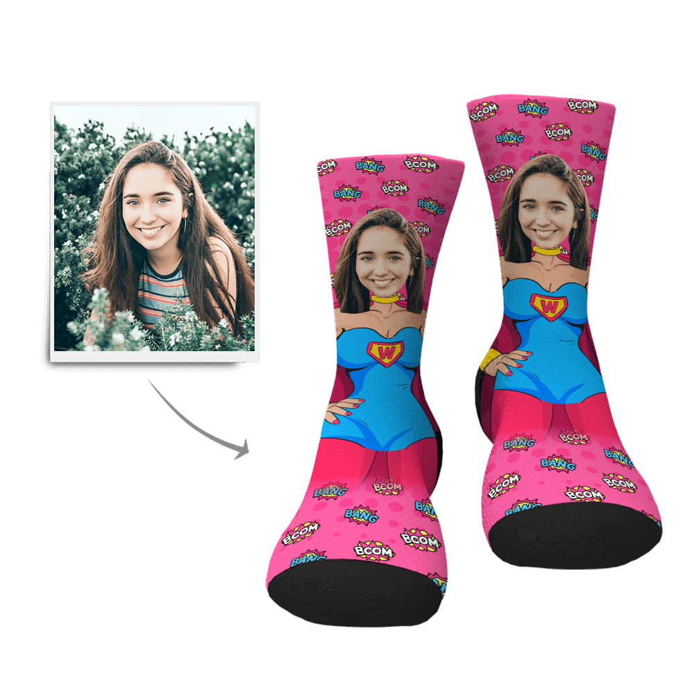 Mother's Day GIft Custom Socks Superwoman Christmas Gift For Mom