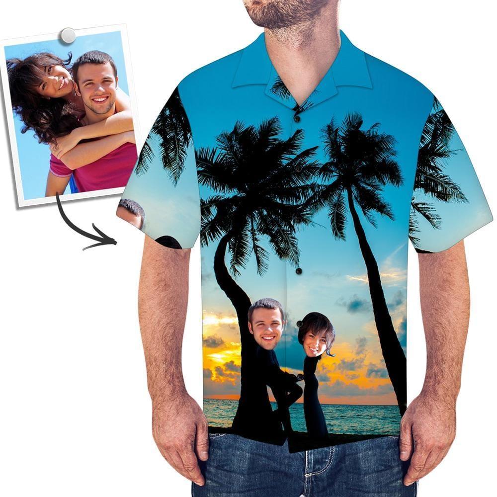 Custom Photo Hawaiian Shirt Summer Gift For Dad - Beach & Sunset