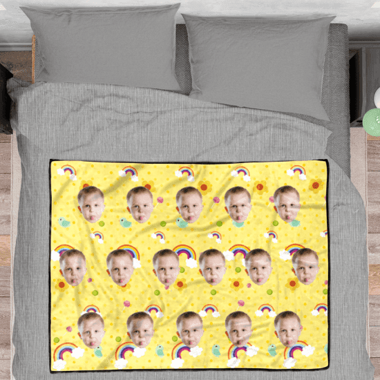 Personalised Baby Gifts Photo Blanket- Yellow