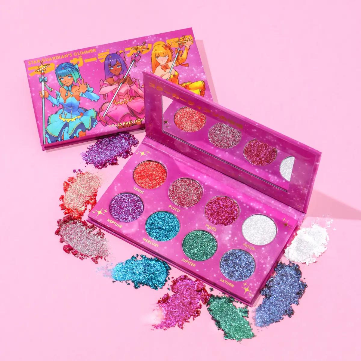 Magical Guardian’s Glimmer Glitter Duochrome Eyeshadow Palette, Iridescent shimmer Makeup, Color Shifting Eyeshadow