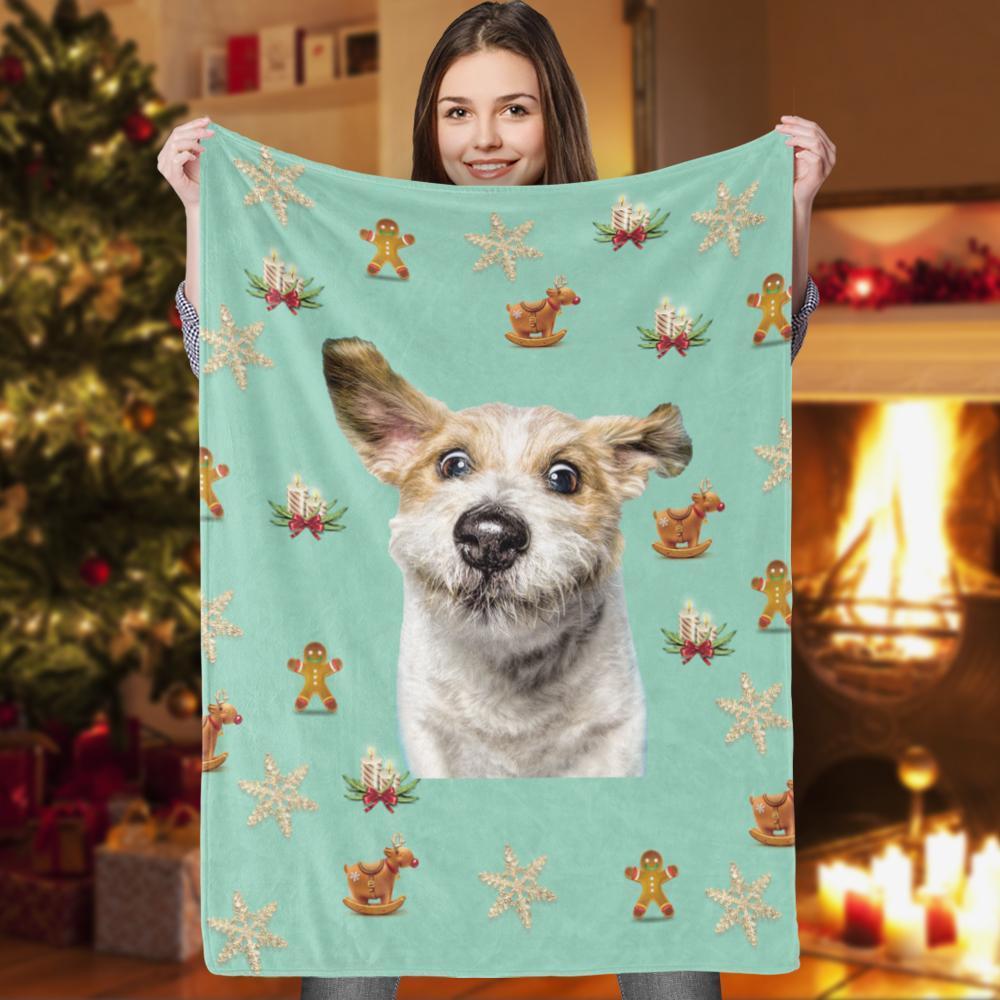 christmas Gifts for Dog Christmas Custom Blanket Gift With Your Pet Photo