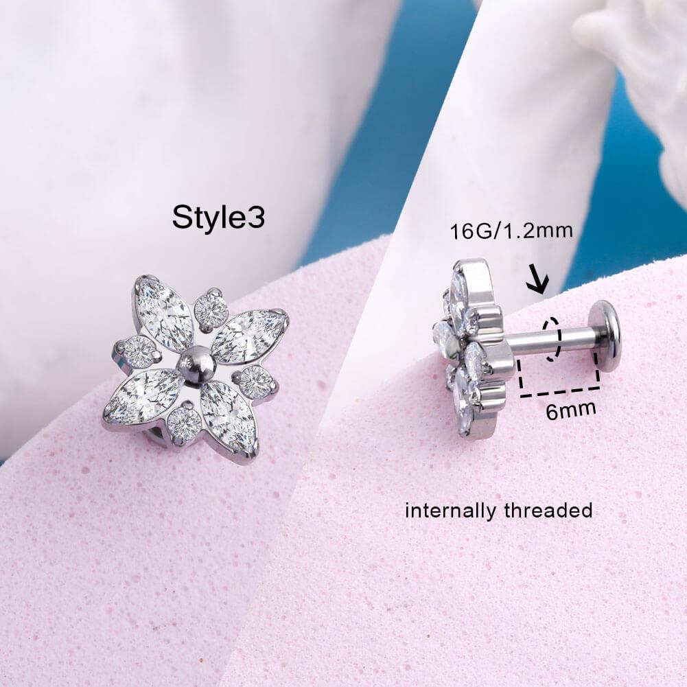 Sparkling CZ-Set Titanium Cartilage Stud - Style3