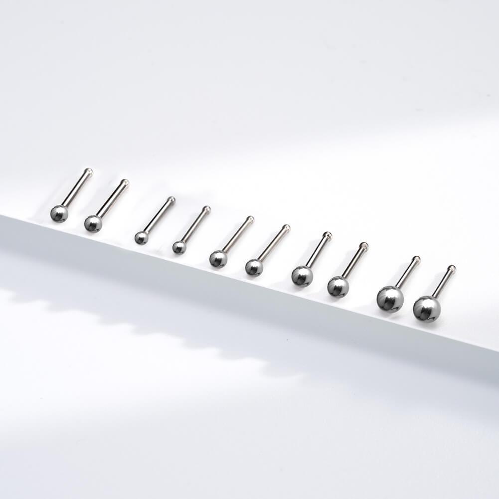 2PCS Titanium Ball Nose Stud Pack - 20G(0.8mm) / 2.5mm