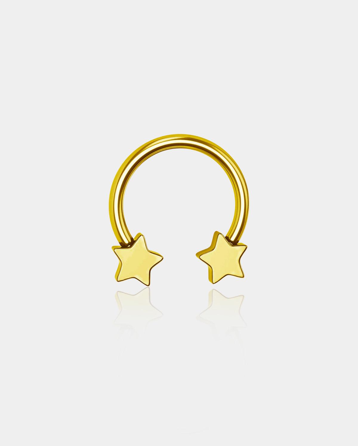 Star Shaped Horseshoe Ring - Gold / 16G / 10mm