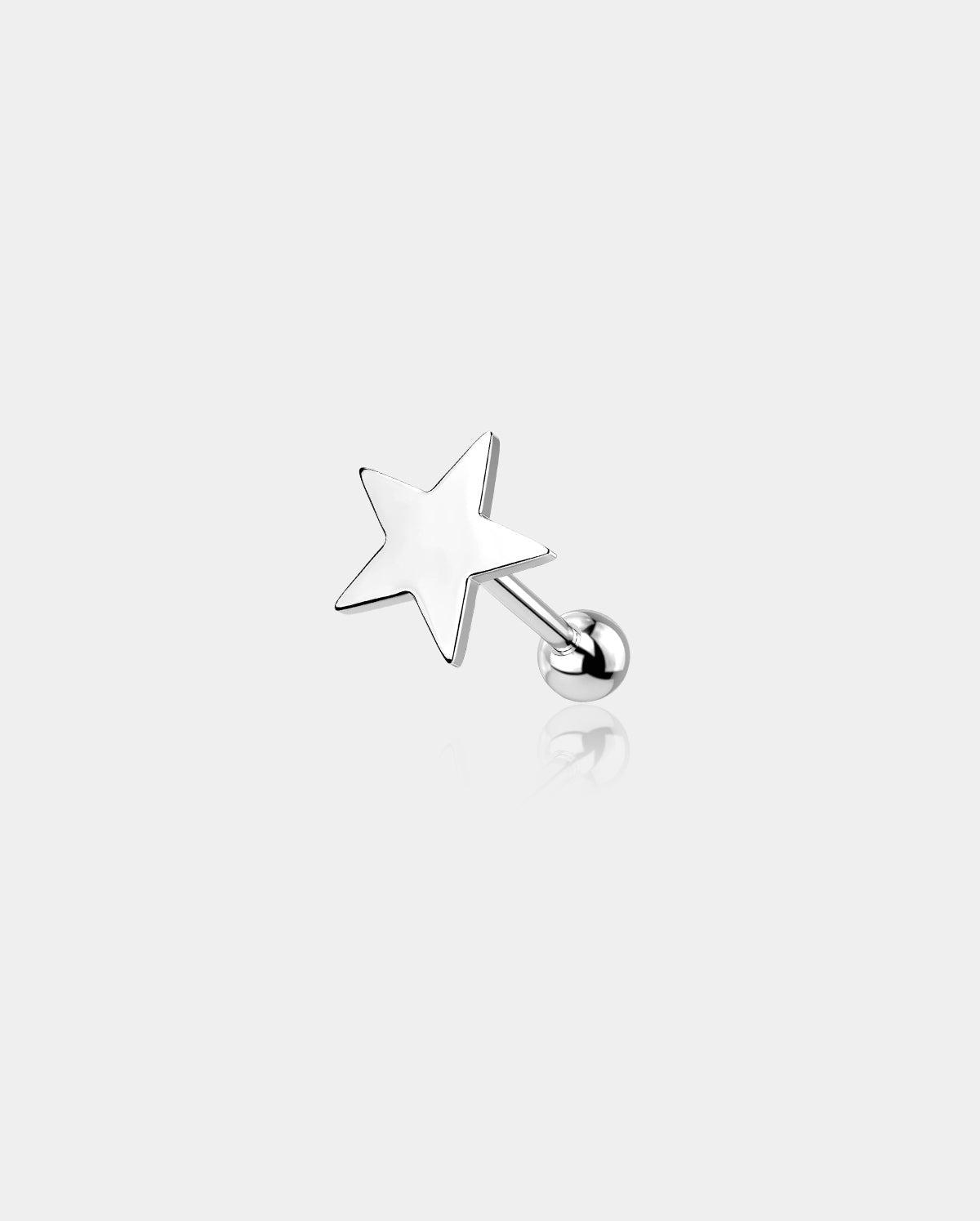Flat Star Helix Stud Cartilage Earring - silver