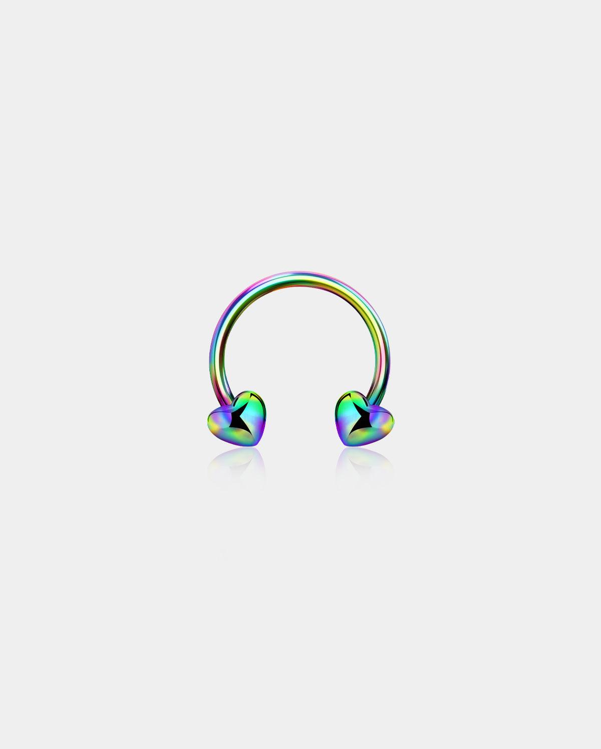 Heart Horseshoe Septum Ring - Rainbow / 10mm