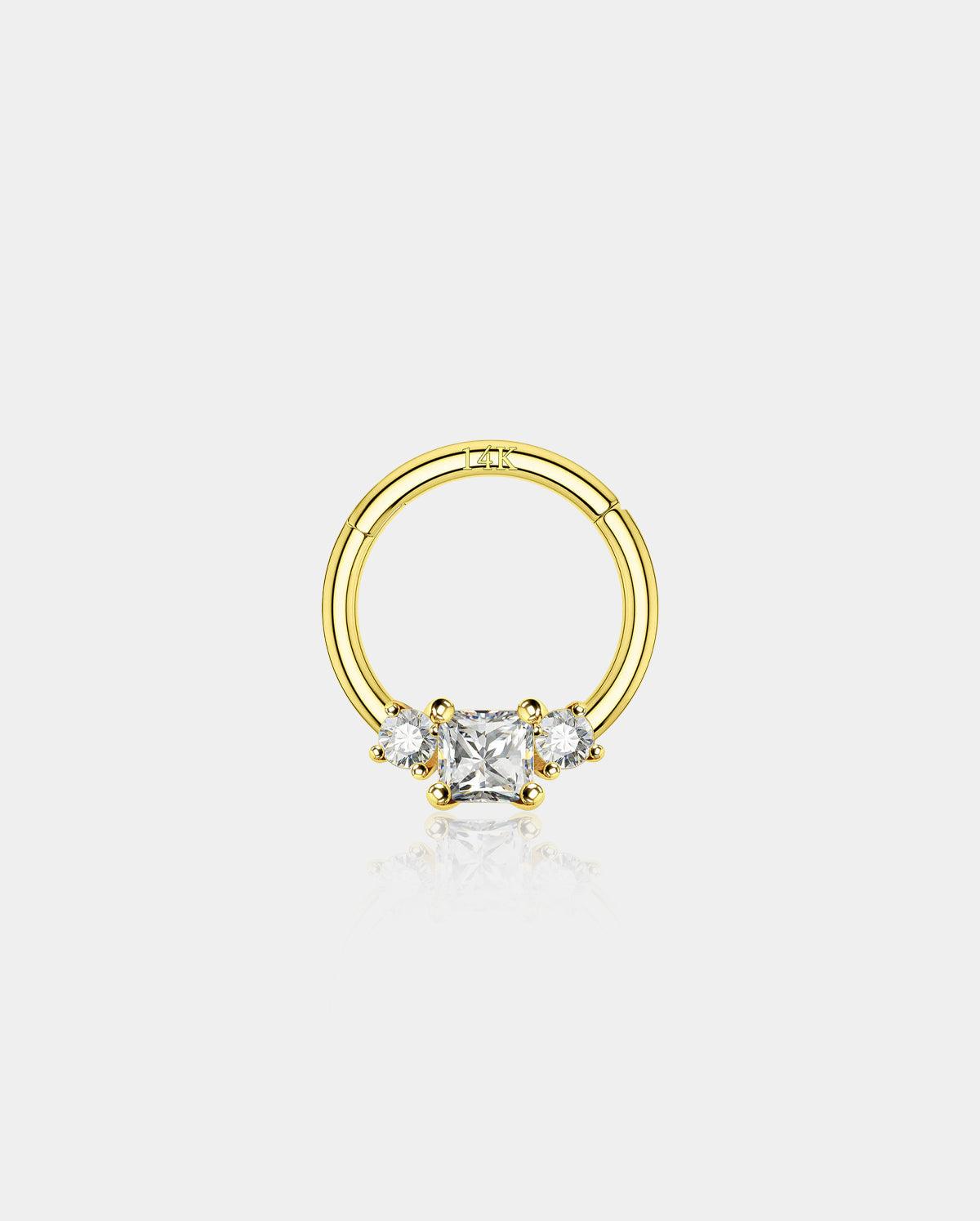 14K Gold CZ Daith & Septum Segment Ring - 8mm