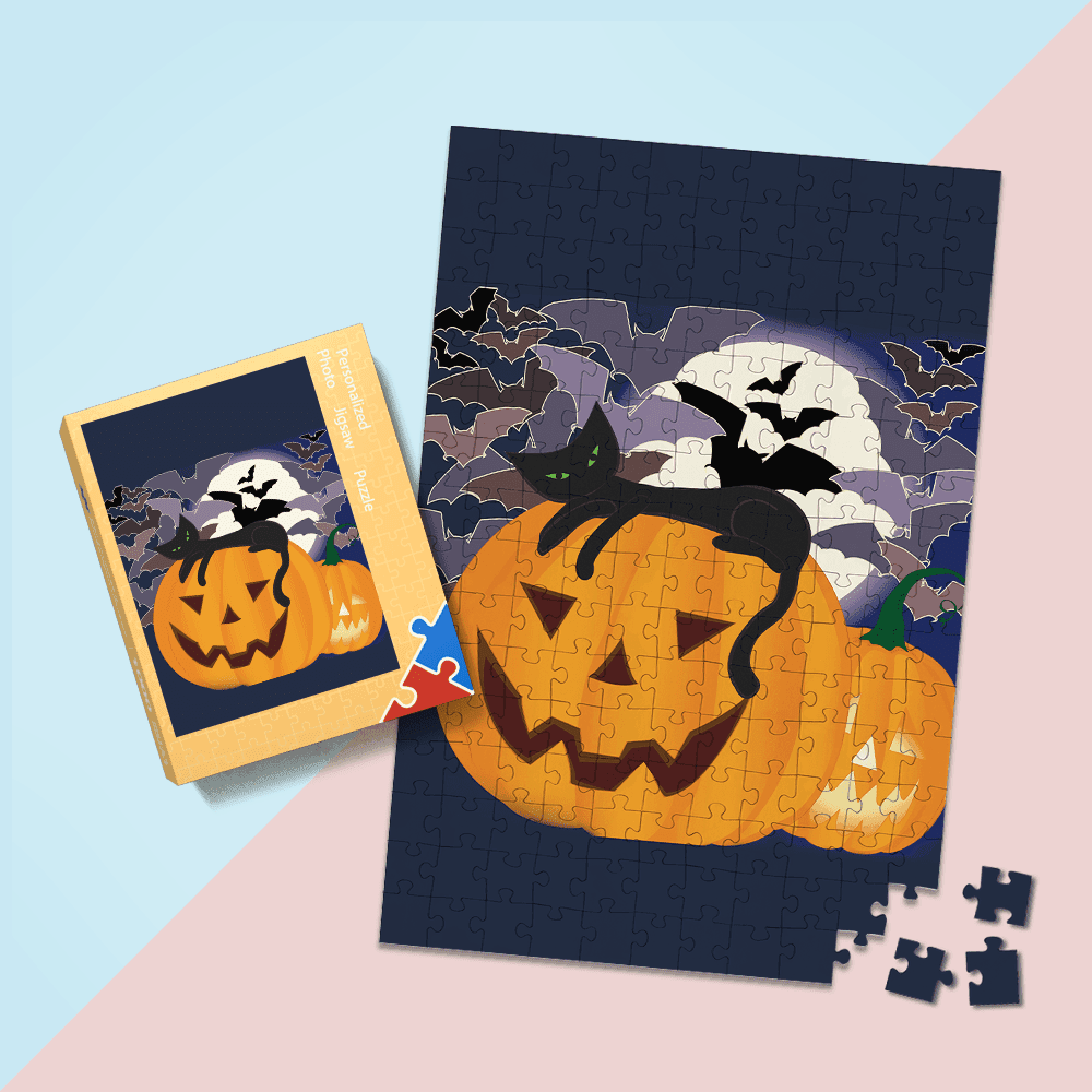 Halloween Puzzles Halloween Gifts for Pet Lovers Cat Halloween Pumpkin