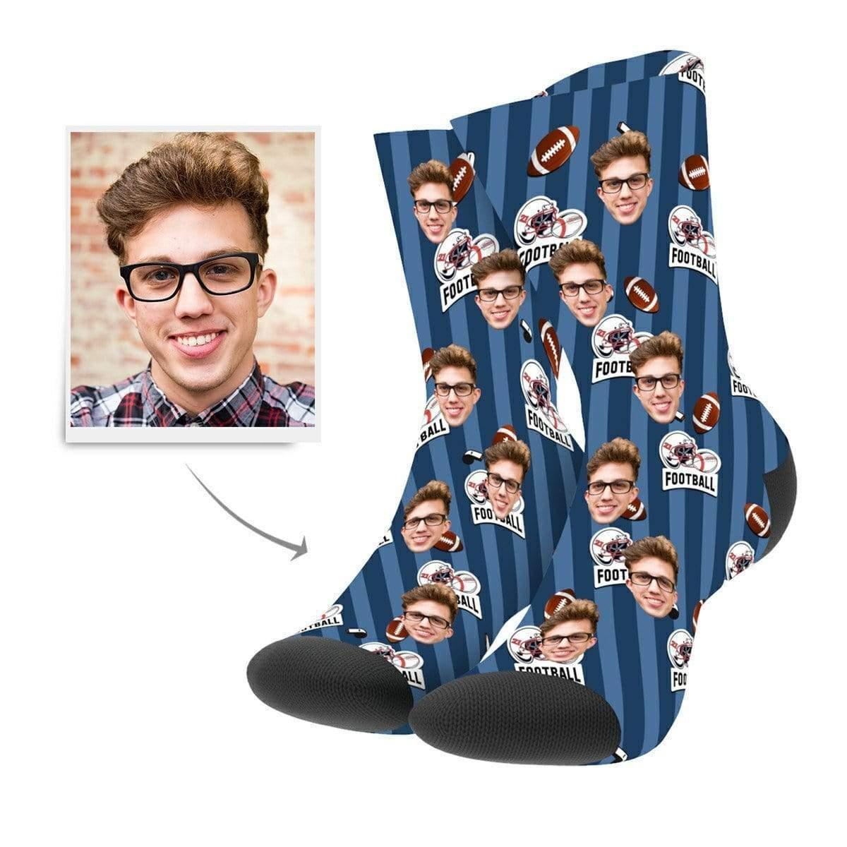 Football Lover Socks Custom Face Socks Christmas Gift For Boyfriend