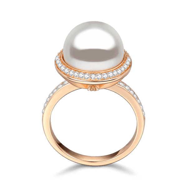 Pearl Rose Gold Wedding Promise Ring With Zircon For Women