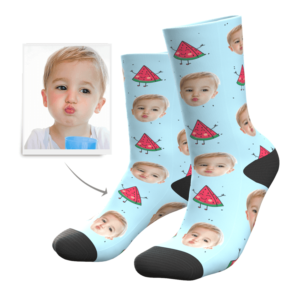 Summer Gift Kid's Gift Custom Photo Socks with Watermelon Christmas Gift