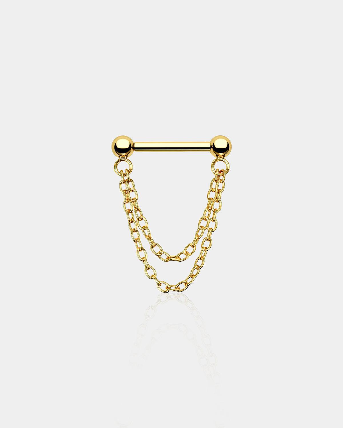Threadless Septum Chain - Gold / 8mm