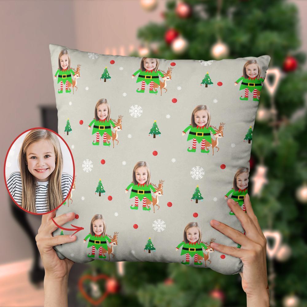 Christmas Gifts Custom Christmas Pillow With Face Elf And Elk