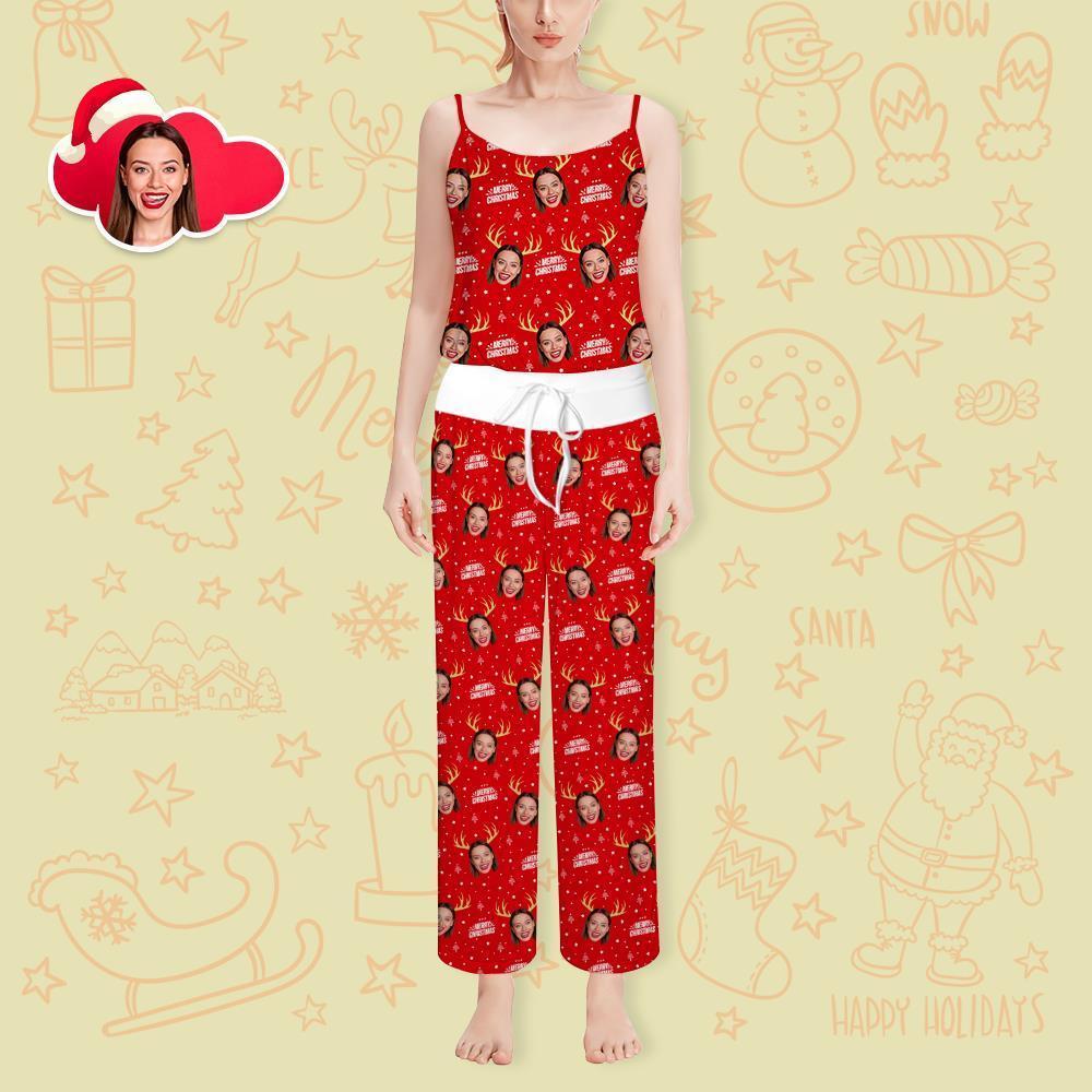 Custom Christmas Face Camisole Cute Antler Gift For Women