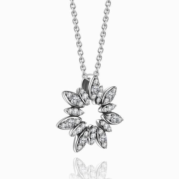 Ice Flower Pendant Necklace Silver Gifts For Girlfriend