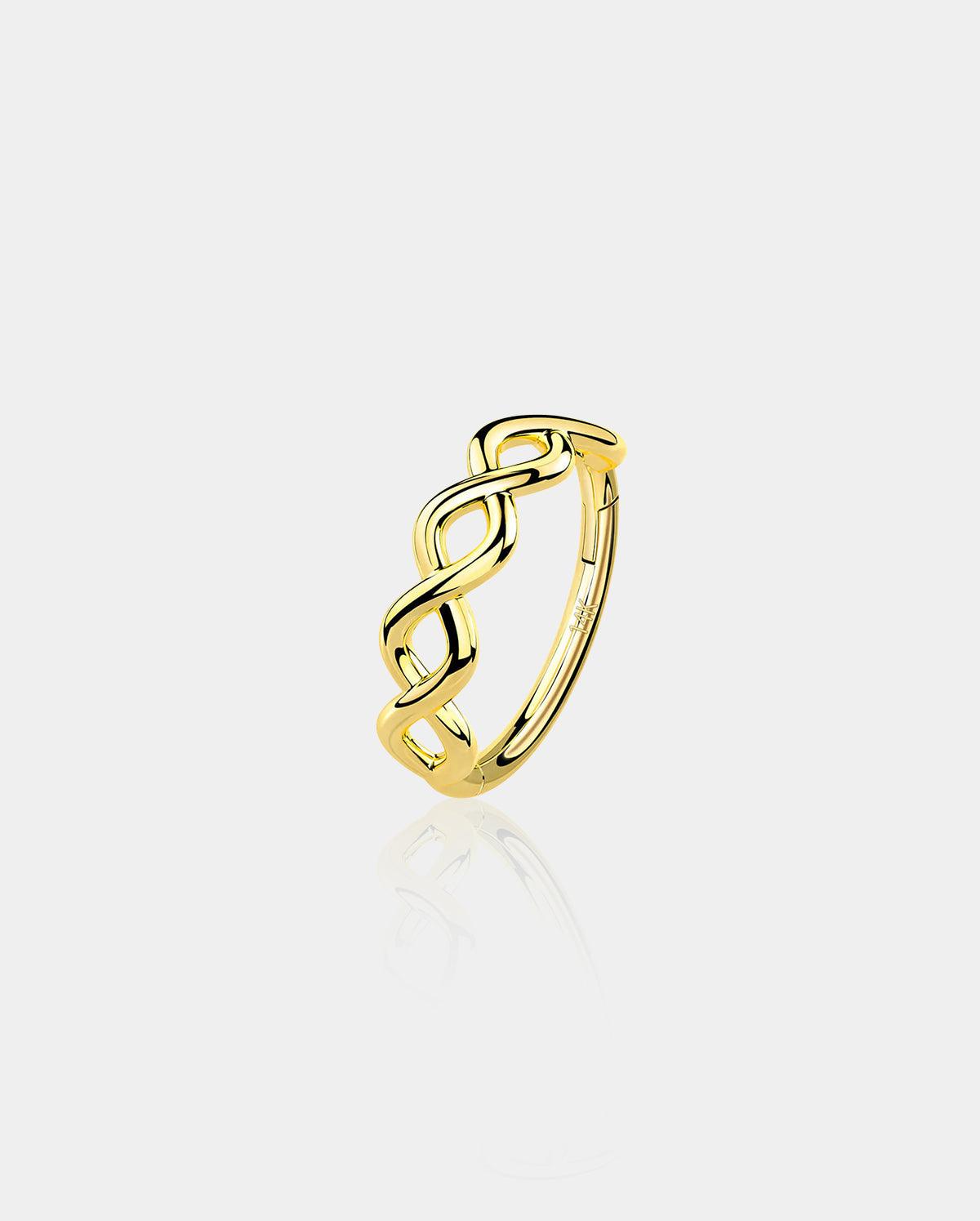 14K Gold Woven Segment Cartilage Earring - 10mm