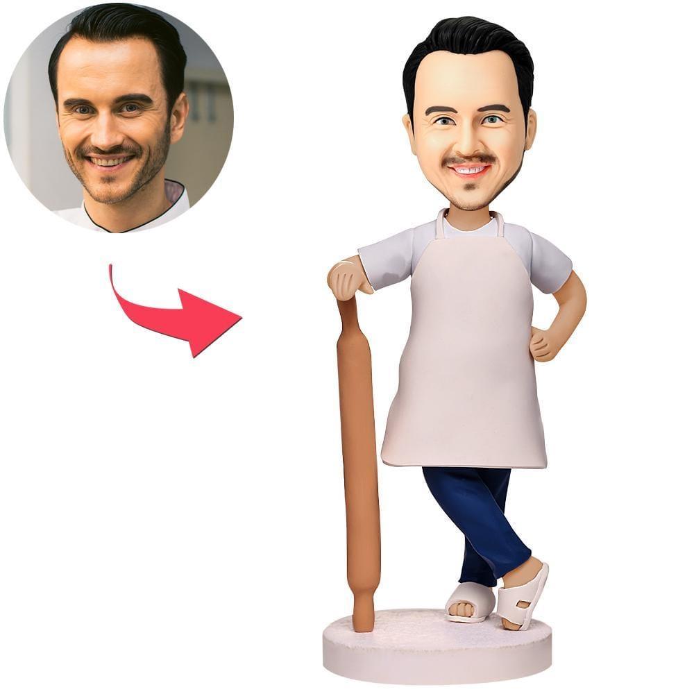 Custom Bobblehead Male Pastry Chef With Engraved Text Gifts for Freinds