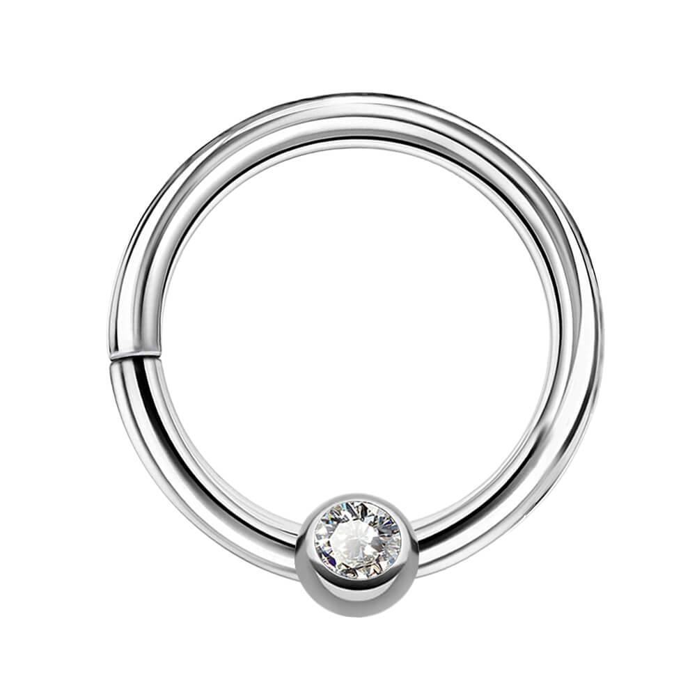 Clear CZ Hinged Segment Daith Septum Ring - 8mm