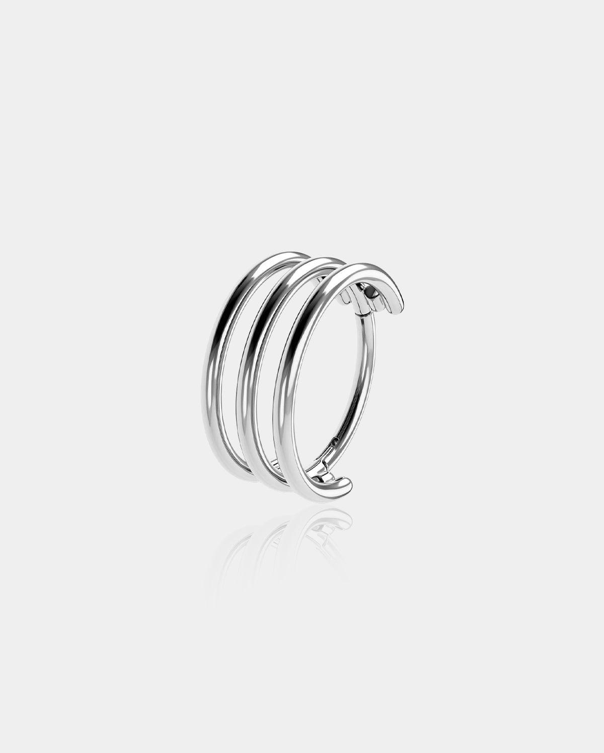 Triple Hoop Hinged Segment Helix Conch Ring - 8mm