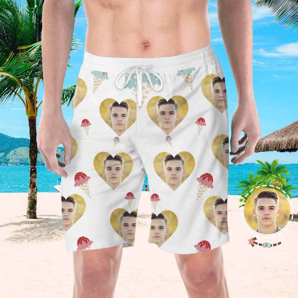 Custom Face Beach Shorts Photo Swim Trunks Gifts for Boyfriend