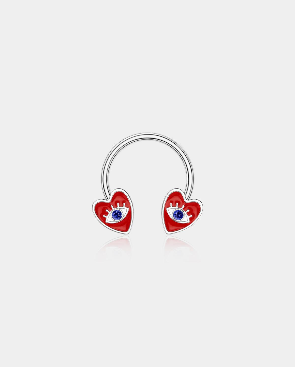 Evil Eye Red Heart Horseshoe Septum Ring