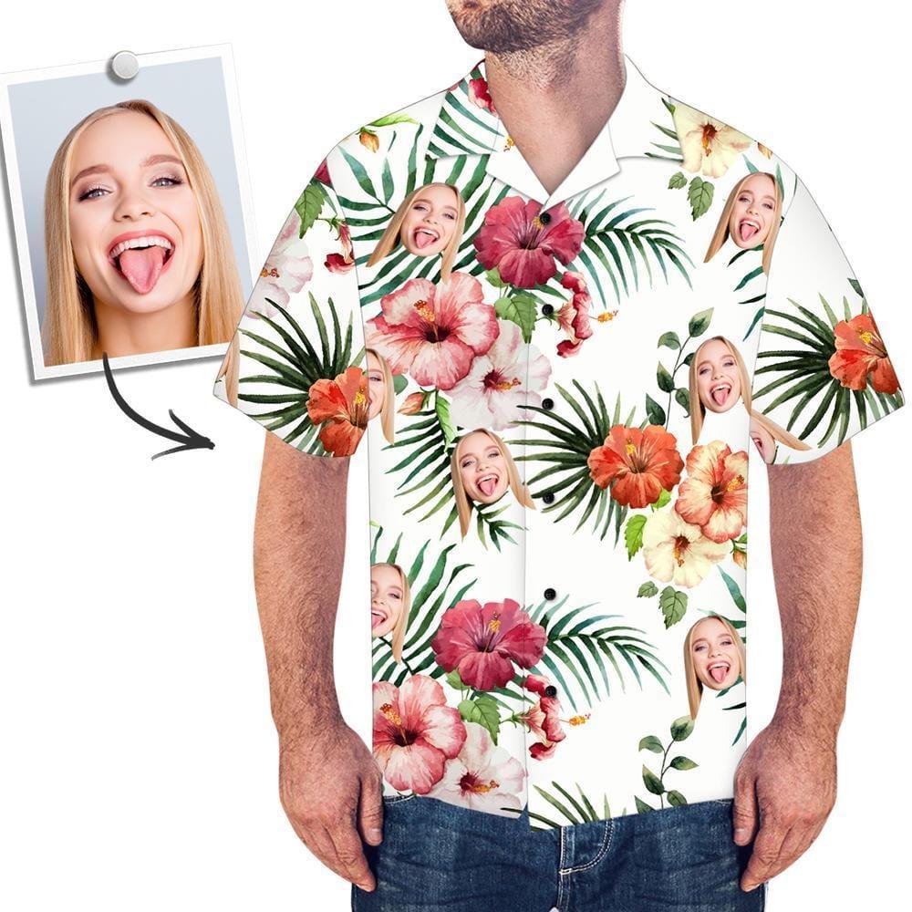 Custom Face Shirt Men's All Over Print Hawaiian Shirt Flowers