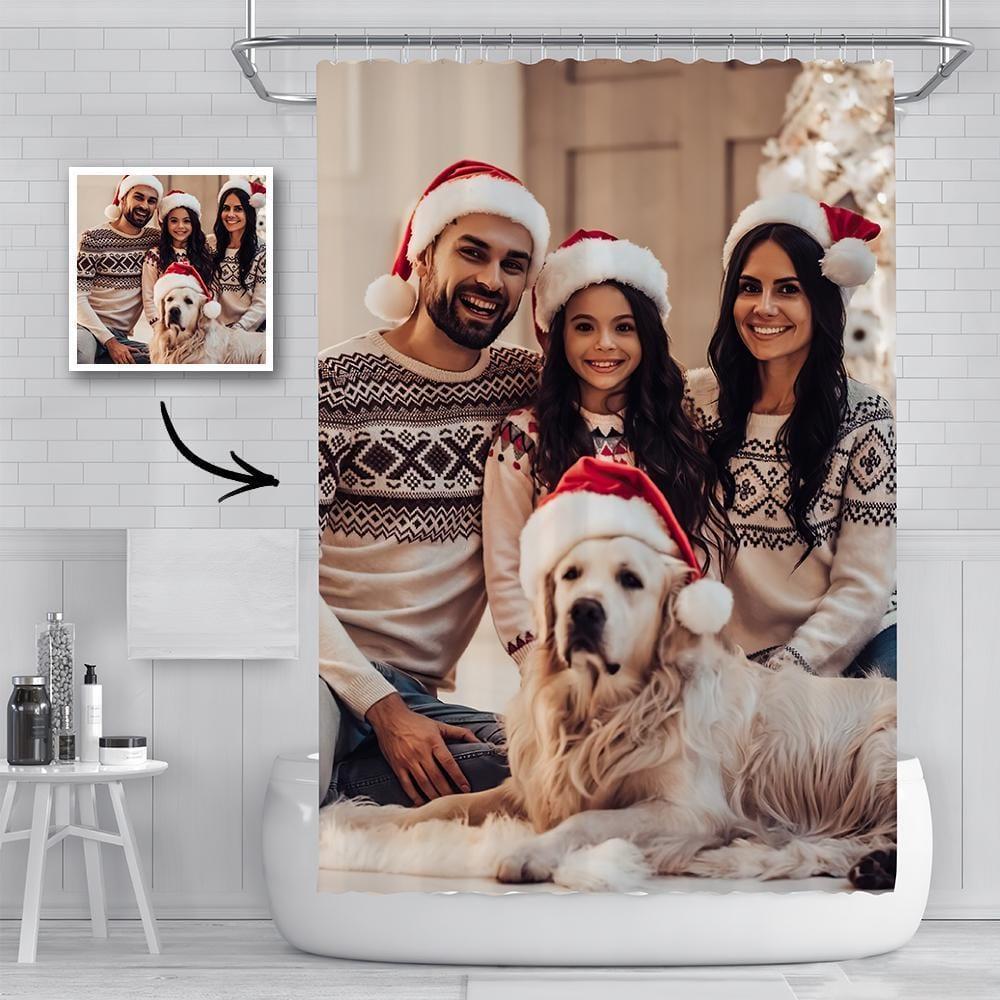 Custom Photo Shower Curtains Personalized Bathroom Curtains Family Christmas Gifts