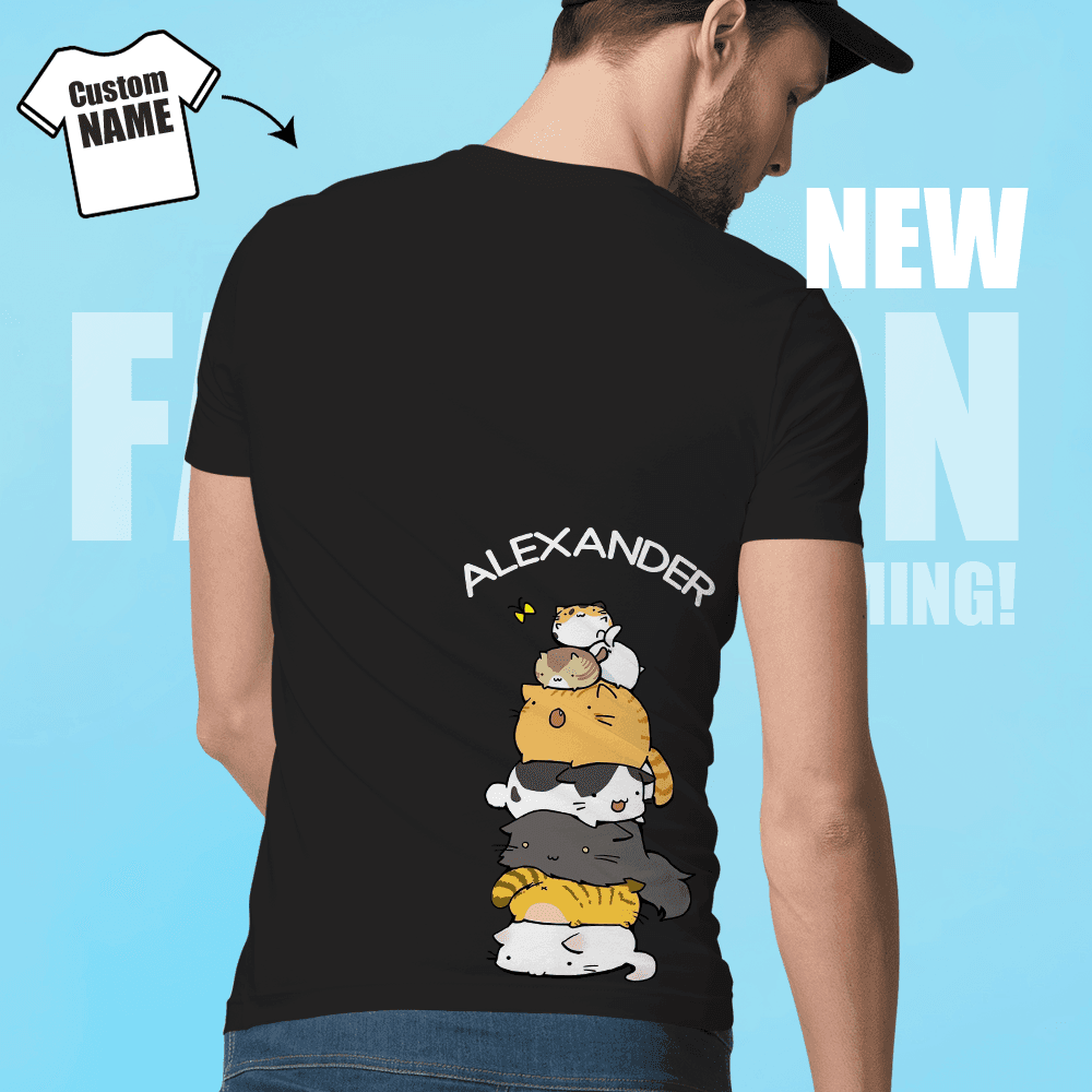 Custom Printed Shirt Cartoon Cat Print Shirt Gifts for Family