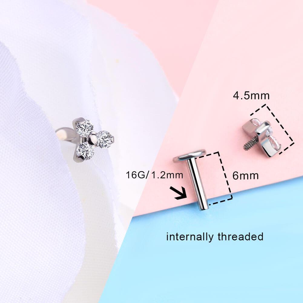 CZ Dot Titanium Cartilage Stud Set - Style2