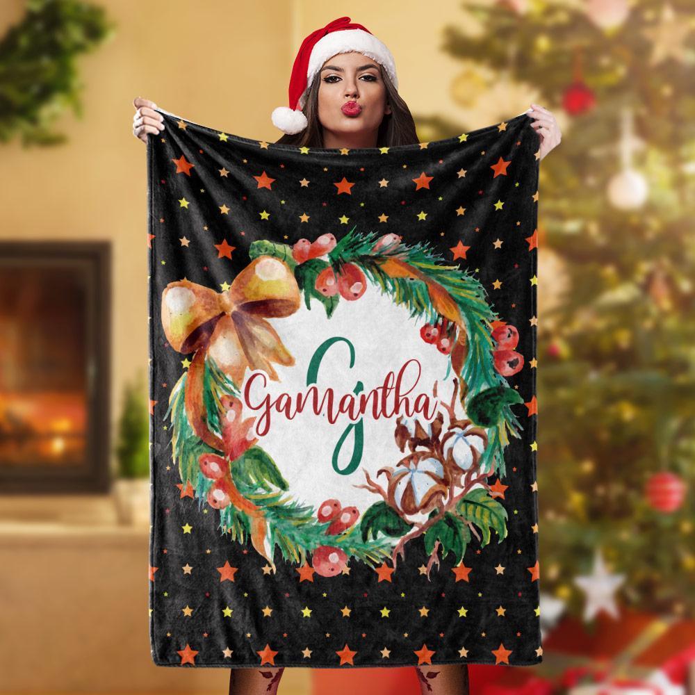 Custom Christmas Blanket Family Blankets With Names Customize Christmas Gifts-Black
