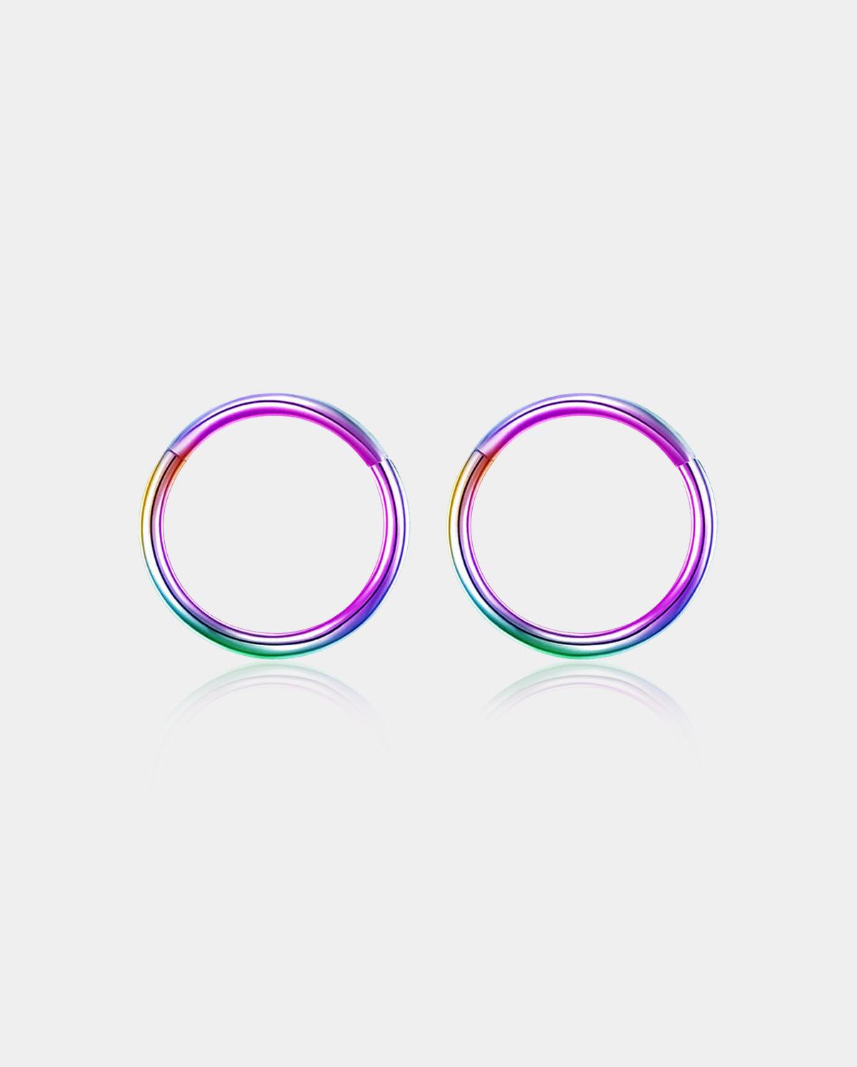 2PCS Rainbow Hinged Segment Cartilage Rings - 6mm