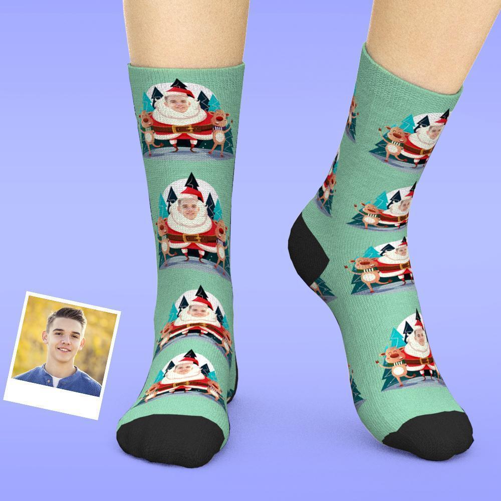 Personalized Christmas Photo Socks Custom Face Socks Cute Santa