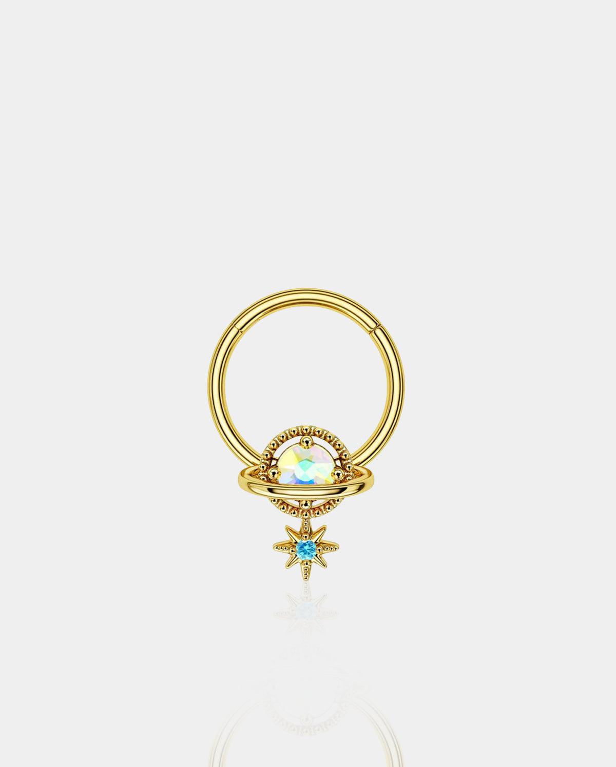 Planet Sun Segment Septum Rings - gold