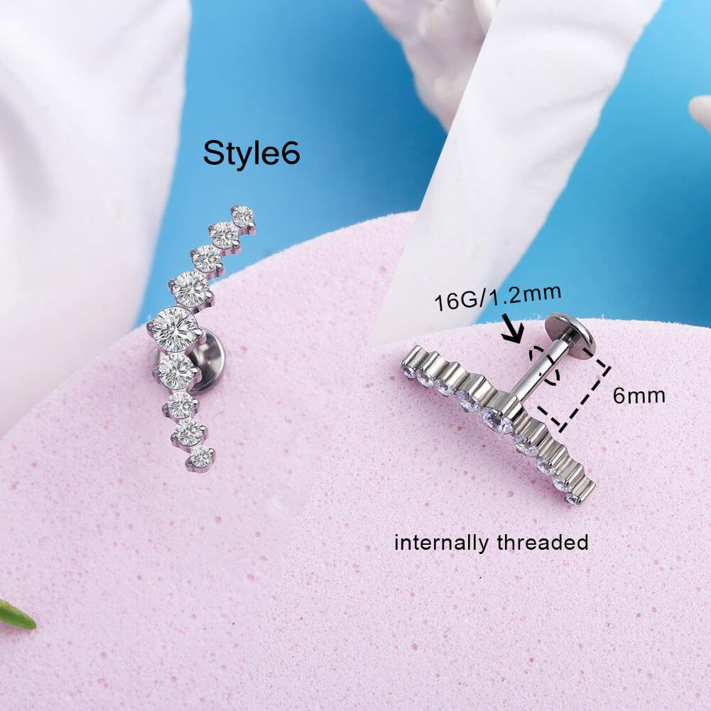 Sparkling CZ-Set Titanium Cartilage Stud - Style6