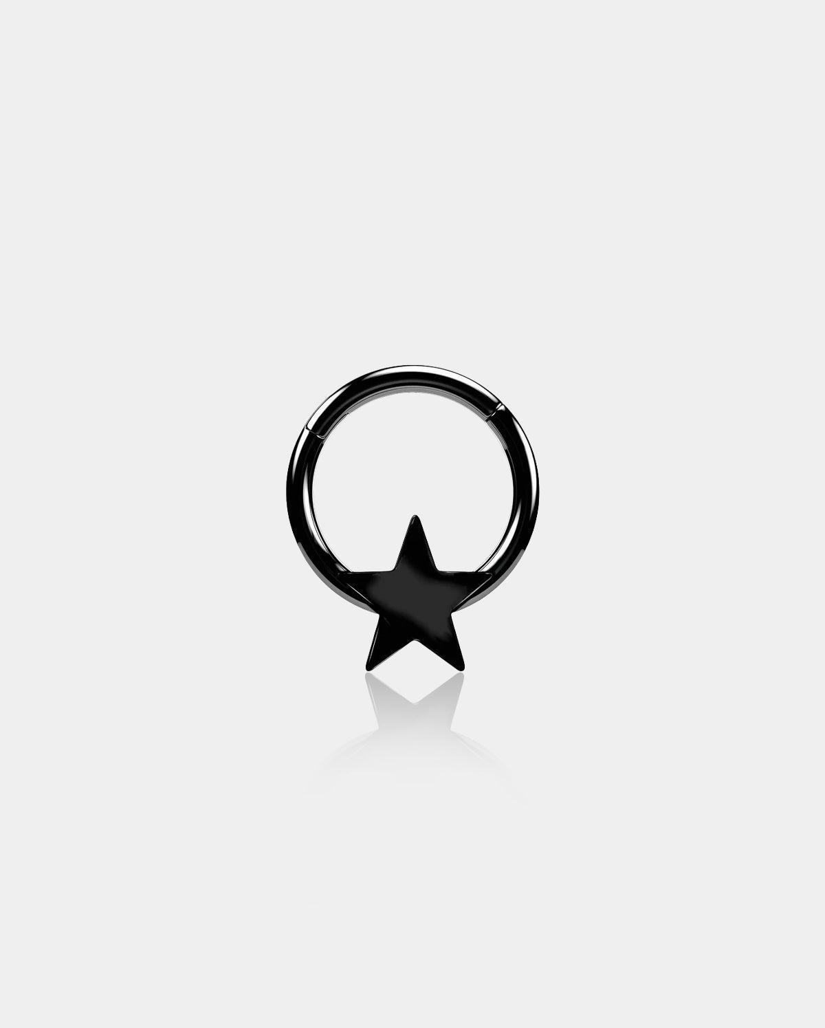 Star Hinged Septum Ring - Black / 10mm