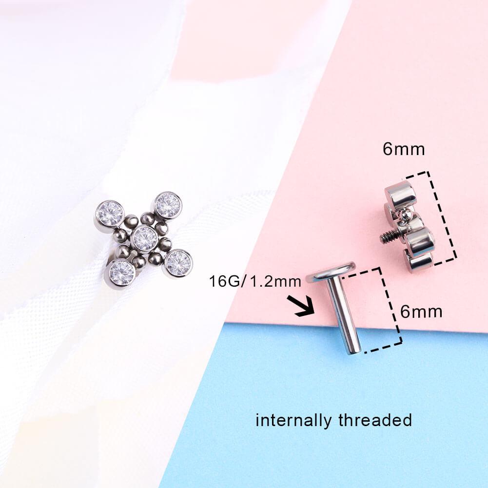 CZ Dot Titanium Cartilage Stud Set - Style4