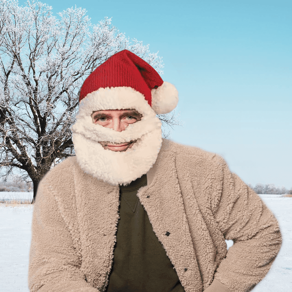 Christmas Gifts Knitted Hat with Beard Beanie Winter Hat Santa Hat and beard